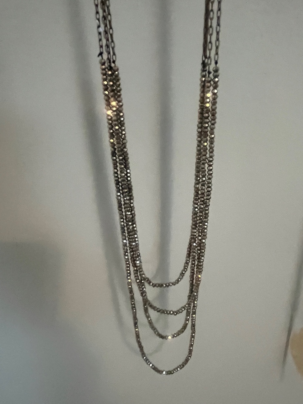 Altar'd State Silver Multi-Strand Crystal Necklace